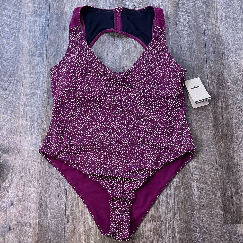 Nike Swim Water Dots Keyhole Back One Piece Swimsuit